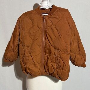 Zara Kids Quilted Brown Bomber Jacket Size 4-6